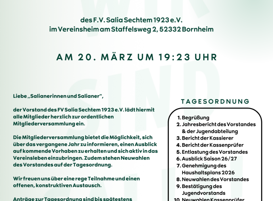 Einladung zur Mitgliederversammlung 2026